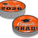 Graduation Party Supplies 2026 Graduation Party Dinnerware Orange Disposable Paper Plates for Congrats Grad Party Decorations, Serve 80
