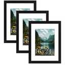 Picrit 16x24 Picture Frame 3 Pack, Black Poster Frame, Display Poster 12 x 18 with Mat or 16 x 24 without Mat for Horizontal or Vertical Wall Mounting
