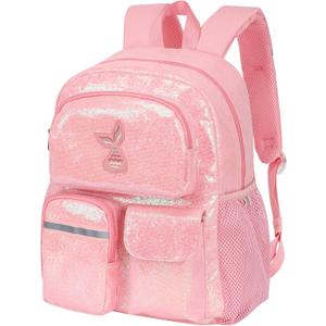 Glitter Kids Backpack for Girls - 15 Inch Backpack for Preschool Kindergarten Elementary 1st 2nd Grade, Lightweight School Bookbag for Girls 3 to 8, Glitter Pink