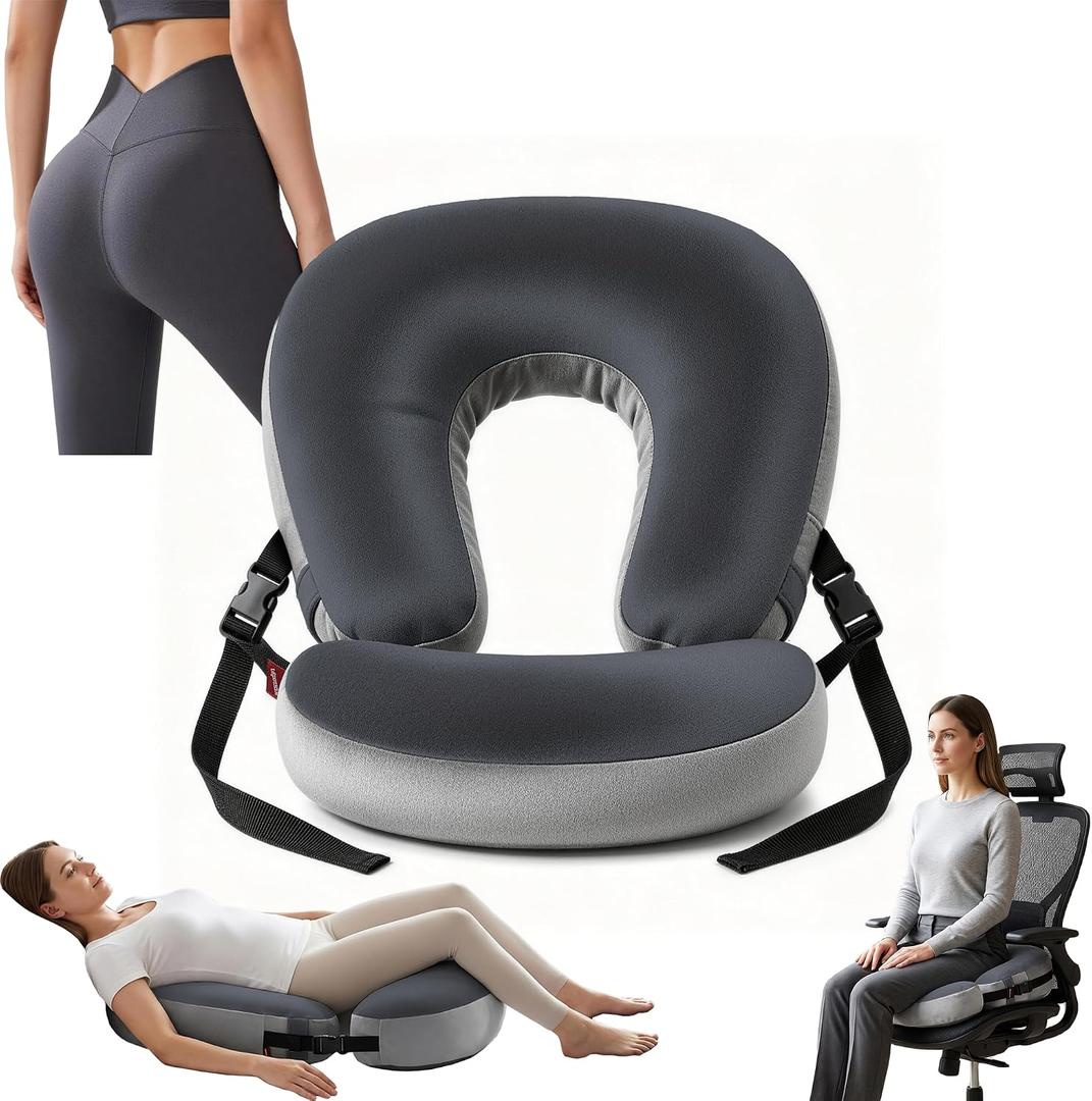 Adjustable BBL Pillow After Surgery with Lumbar Support. | Multi-Use for Sitting, Sleeping. Design for Brazilian Butt Lift Recovery and Hemorrhoid users. Washable Cover, Gray Multi