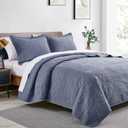Love's cabin Quilts for Full Bed Blue Bedspreads Bedding Set - Summer Lightweight Bedspread Comforter - Coin Pattern Bedding Coverlet for All Season - 3 Pieces (1 Quilt, 2 Pillow Shams)