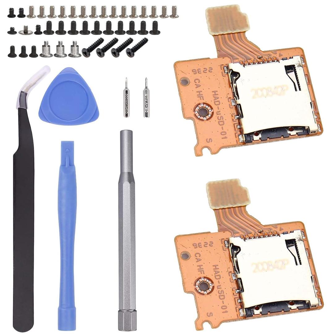 2pcs Micro SD Card Reader Replace for Nintendo Switch HAC-SD-01, TF Memory Card Slot Socket Reader Board Replacement for NS Console