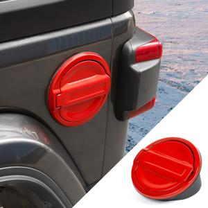 JWWY for JL Wrangler Fuel Tank Cover Gas Cap Petrol Tank Fuel Filler Cover Trim Fit for 2018-2025+ Jeep Wrangler Exterior Accessories JL 2/4 Door Aluminum Alloy Red