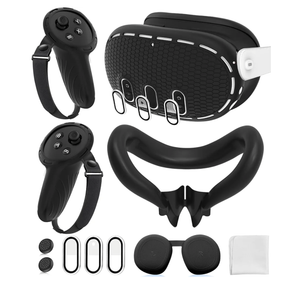 Silicone Cover Set Compatible with Meta/Oculus Quest 3 Accessories, Controller Grips, VR Shell Cover, Facial Interface Cover, Protective Lens Cover, Tempered Glass Lens Caps, Not Fit Quest 3S