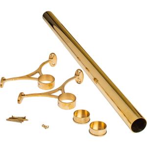 OUTWATER 4' Bar Foot Rail Kit - Complete Undercounter Mount Hardware and Tubing, Brass Finish