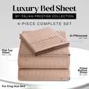 King Sheet Set - 4-Piece Striped Deep Pocket King Bed Sheets - Ultra-Soft & Wrinkle-Free King Size Bedding - Cooling Microfiber King Bed Sheet Set with 1 Fitted Sheet, 1 Flat Sheet, 2 Pillowcases