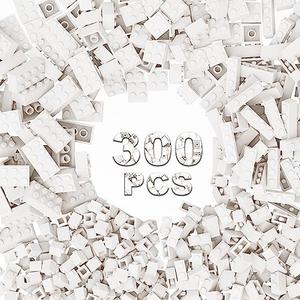 WEBRICK 300 Pcs Classic Building Bricks, White Bulk Bricks,Compatible with Lego and Major Brands Parts and Pieces, Creative Building Block Toys for Boys Girls Ages 6 7 8 9 10 Year Old