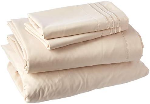 Series 4pc Bed Sheet Set - Queen, Cream/Beige, Hypoallergenic, Deep Pocket