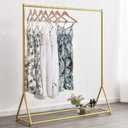 BOSURU Gold Pipe Clothing Racks Freestanding, Modern Metal Clothes Rack Heavy Duty, Easy Assemble Clothing Rack for Hanging Boutiques and Bedroom 59" L