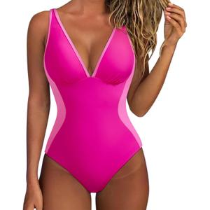 SUUKSESS Women One Piece Swimsuit Slimming Tummy Control Deep V Neck Bathing Suit, XXL