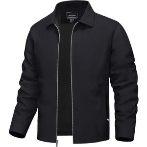 TACVASEN Mens Lightweight Windbreaker Full Zip Up Laydown Collar Jackets Light Casual Coat with Zip Pockets XL
