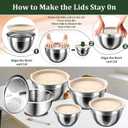 Mixing Bowls with Lids Set, 16PCS Stainless Steel Mixing Bowls,Nesting Storage Bowls for Kitchen with Mixing Bowls Set, Colander, Strainer & Grater , Metal Salad Bowl for Kitchen Gadgets , Cream