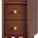 Narrow Nightstand with 2 Drawers - Solid Wood Narrow Side Table with Open Shelf for Small Spaces, Couch, Bedroom, Living, Office - Small Bedside Table, End Tables (Walnut, 7.87 inch), 7.87"W x 15.6"D x 19.9"H