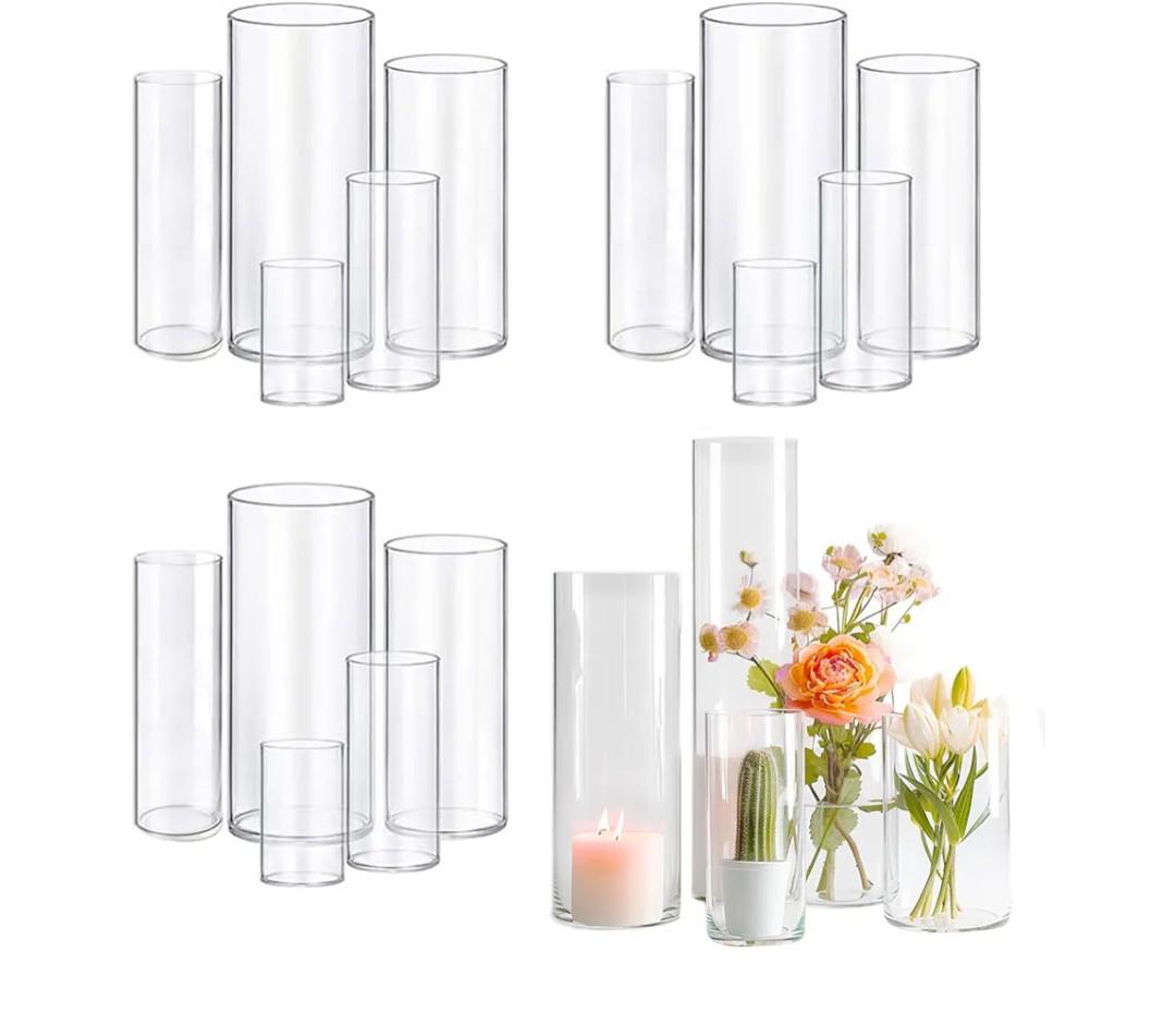 15pcs Cylinder Vases for Centerpieces Small Flower Glass Vases Clear Vase Home Decor Centerpiece Table Flower Vase Decorations for Wedding Decoration＆Holiday Mixed Sizes Tall