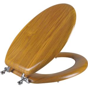 Angel Shield Durable Wood Veneer Natural Toilet Seat Metal Hinged Easy Clean Anti-scratch American Standard(Elongated,Oak) (Elongated-18.5)
