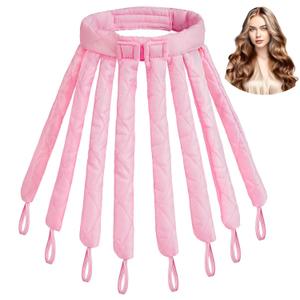 Heatless Hair Curler Headband for Long Hair Eight Claw Design Heatless Curls Overnight with Removable & Adjustable Heat Less Curls Roller for Women and Girls Pink