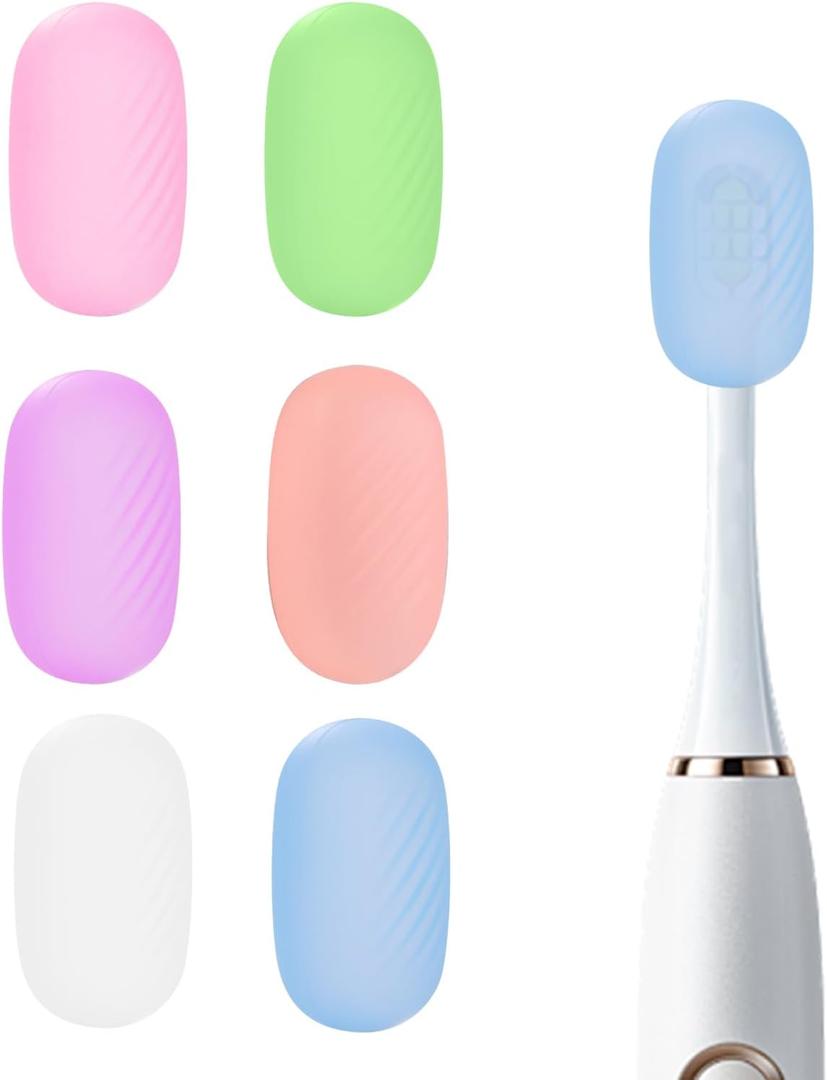 6 Pcs Toothbrush Covers Toothbrush Covers CapsReplaceable Electric Toothbrush Head Cover Silicone Toothbrush Protector Cap for Household Travel, Bathroom, GymCamping