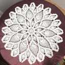White Handmade Crochet Cotton Table Cloth Lace Doilies Round Lace Tablecloths 20 Inches.