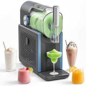 Slushie Machine for Home, 66oz Smart Frozen Drink Maker, 5 Programs & Clean Mode, No-Ice-Needed Slushy Maker for Margaritas, Smoothies, Milkshakes, Cocktails, and Soft Serve Ice Cream (Blue)