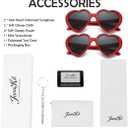 JOVAKIT Kids Polarized Heart Shaped Sunglasses for Girls Age 3-18, Fashion Lovely Rave Party Sun Glasses UV Protection (Two Pack: (Red/Grey+red/Grey))