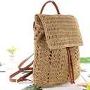 Goclothod Straw Backpack for Women Drawstring Shoulder Bag Bohemian Beach Handbags