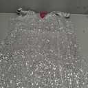 Trancylight Women's Glitter Sequin Dress Spaghetti Strap V Neck Party Cocktail Sparkly Mini Dress Clubwear (Silver, L)
