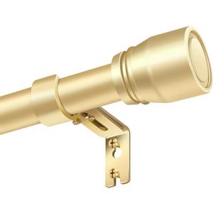 1” Diameter Curtain Rods Itself is 30 to144 inch 1 Pack Fit 30-142 inch, 66 to 120 inch Window with Heavy Duty Adjustable Rod Gold Curtain Splicing Metal Extra Long Curtain Rod for Windows