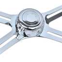 18'' Walnut Wood Steering Wheel with 4 Spokes and 2'' Deep Plated Bracket, Modified Interior Accessory for Semi-Trailers, Compatible with Kenworth, Peterbilt, Volvo, Freightliner Truck（ABS）