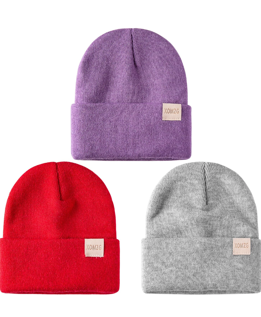 Toddler Beanie Kids Winter Hats Infant Warm Knit Cap Newborn Winter Warm Hat for 0-36 Month Boys Girls 2 Pack