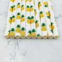 2 x YAOSHENG Premium Disposable Drinking Fruit Paper Straws, Pack 100 Pineapple Paper Straws for Cocktail Party Supplies,Birthday,Bridal/Baby Shower,Juice,Shakes (Pineapple)