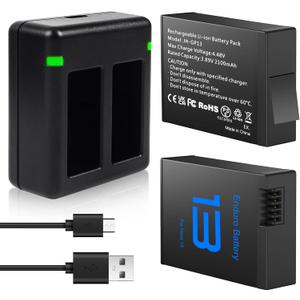 REYTRIC Upgrade 2-Pack 2100mAh Hero 13 Replacement Batteries for GoPro Hero 13 Black with 2-Channel Battery Charging Station Fully Compatible with GoPro Hero 13 AEBAT-201 AEBAT-001 AEDBD-201 Battery