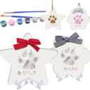 MYPAWLETS Dog or Cat Paw Print Kit Keepsake(Makes 2),DIY Pawprint Ornament with Customization Tool&Display Stands,Clay Pet Paw Print Impression Kit,Personalized Gifts for Pet Lovers-FS