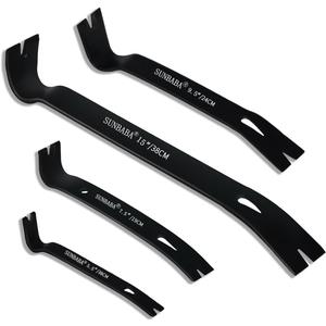 SUNBABA 4-Pack Pry Bar Set 5-1/2"/7-1/2"/9-1/2"/15" Mini Nail Puller Crowbar,Utility Heavy Duty Claw Bar,High-Carbon Steel Crow Bar Tool for Woodworking,Prying,Lifting,Pulling