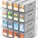 Trading Card Storage Box Clear Large Card Organizer Holds 12000 Cards with Foam Inserts Blocks Display Case for TCG & Sports Cards(4-Pack)