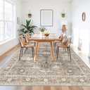 RUUGME Living Room 8x12 Area Rug - Soft Washable Rugs with Non Slip Backing Indoor Low Pile Stain Resistant Carpet for Bedroom Dining Room Playroom Vintage Ultra-Thin Home Decor Floor Mat 8X12 Beige