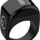 Zikr Ring- Muslim Digital Azan Alarm Clock, Digital Tasbih Finger Counter with OLED Screen, Waterproof, APP Support Counter Smart Ring(Black, 10 inch)