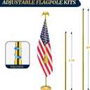 SENZHIYI Indoor Flag Pole Kit with Golden Eagle Topper - 6-8ft Stainless Steel Commercial Indoor Flagpole with Embroidered US Flag, Heavy Base for Home Office Government Department，Golden 2Packs