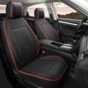 GIANT PANDA Fits Honda CRV HRV Civic Accord Pilot Element Passport Ridgeline, Front Seat Cover Leather Bucket Car Seat Protectors (Black+Red Piping) 2-Pack