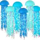 ADLKGG Blue Hanging Jelly Fish Paper Lanterns, Under The Sea Party Decorations, Gradient Colorful Paper Lanterns for Mermaid Birthday Party, Baby Shower, Ocean Theme classroom & Beach Room Decor (Dark Blue+Light Blue+Blue)