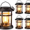 Solar Lantern Outdoor Waterproof, 4 Pack Bright Hanging Solar Lights for Outside Decorative, Upgraded Solar Powered Lanterns LED Lighting for Garden Patio Porch Decor Gifts (Warm Light)