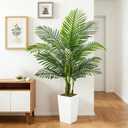 5FT Artificial Palm Tree with Thickened and Sturdy Planter, Fake Plants with Dense Foliage and Natural Colors, Faux Plant for Home Office Living Room Decor Indoor