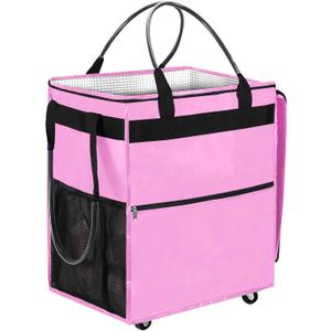 Reusable Grocery Bag on 5 Wheels - 84L Foldable Rolling Tote Bag Shopping Cart with Handles, Carries Up to 90 LBS