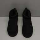 OOW Ankle Platform Boots for Women Genuine Suede Short Winter Snow Boot with Cozy Lined (11 Wide, Black)