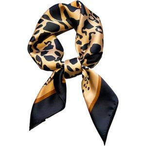Clysoru Scarfs For Women Vibrant Colors Scarves Lightweight And Silky Square Scarf 27.5 * 27.5 in (Black Coffee Leopard Print)