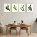 4pcs Vintage Cactus Wall Art Arizona Plants and Flowers Posters Prints Succulents Watercolor Pictures Painting Green Cactus Canvas Wall Decor for Kitchen bathroom Unframed