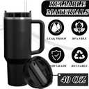 40oz Tumbler Lid Compatible for Stanley, 2 Pack Replacement Tumbler Lids Fit for Stanley Quencher 2.0 Tumbler 40 OZ, with Straws and Cleaning Brush (Black)