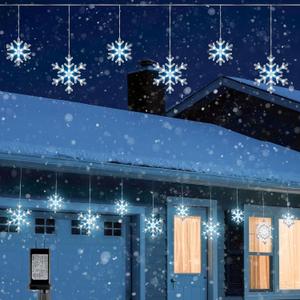 Christmas Snowflake Icicle Lights,9 ft 150 LEDs Curtain Lights with 10 Drops, 3 Strands Connectable, Waterproof Twinkle Effect Icicle Fairy Light for Eaves Window Yard Indoor Outdoor Xmas Tree