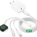 iWatch Charger for Apple Watch Charger Fast Charging, 6FT Multi Charging Cable with iPhone Charger USB C Block, 3-in-1 Travel Charger Cord for i-Watch Ultra 3/SE/11/10/9/8/7/6,iPhone 17/16/15/14/13/12