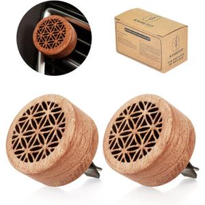 Essential Oil Car Diffuser, 2 PCS Car Aromatherapy Wood Diffuser with Vent Clip