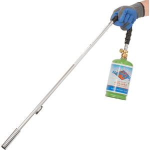 Flame King Propane Torch Weed Burner, 24000 BTU + Empty Refillable 1LB Empty Propane Cylinder Tank - Reusable - Safe and Legal Refill Option - DOT Compliant - 16.4 oz, Green